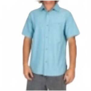 NEW RUSTY ox short sleeve woven shirt in dirty turquoise